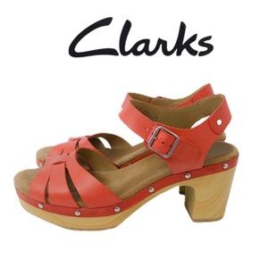 Clarks Artisan Clogs Sandals 12 Leather Red